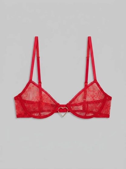 Women Secret_Red_Red Lace Unpadded PRETTY Bra in Different Cup Sizes_7913062_60_00