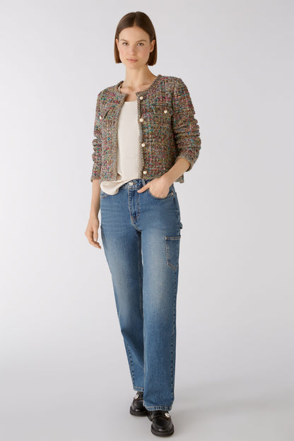 Multi-Color Cropped Tweed Jacket