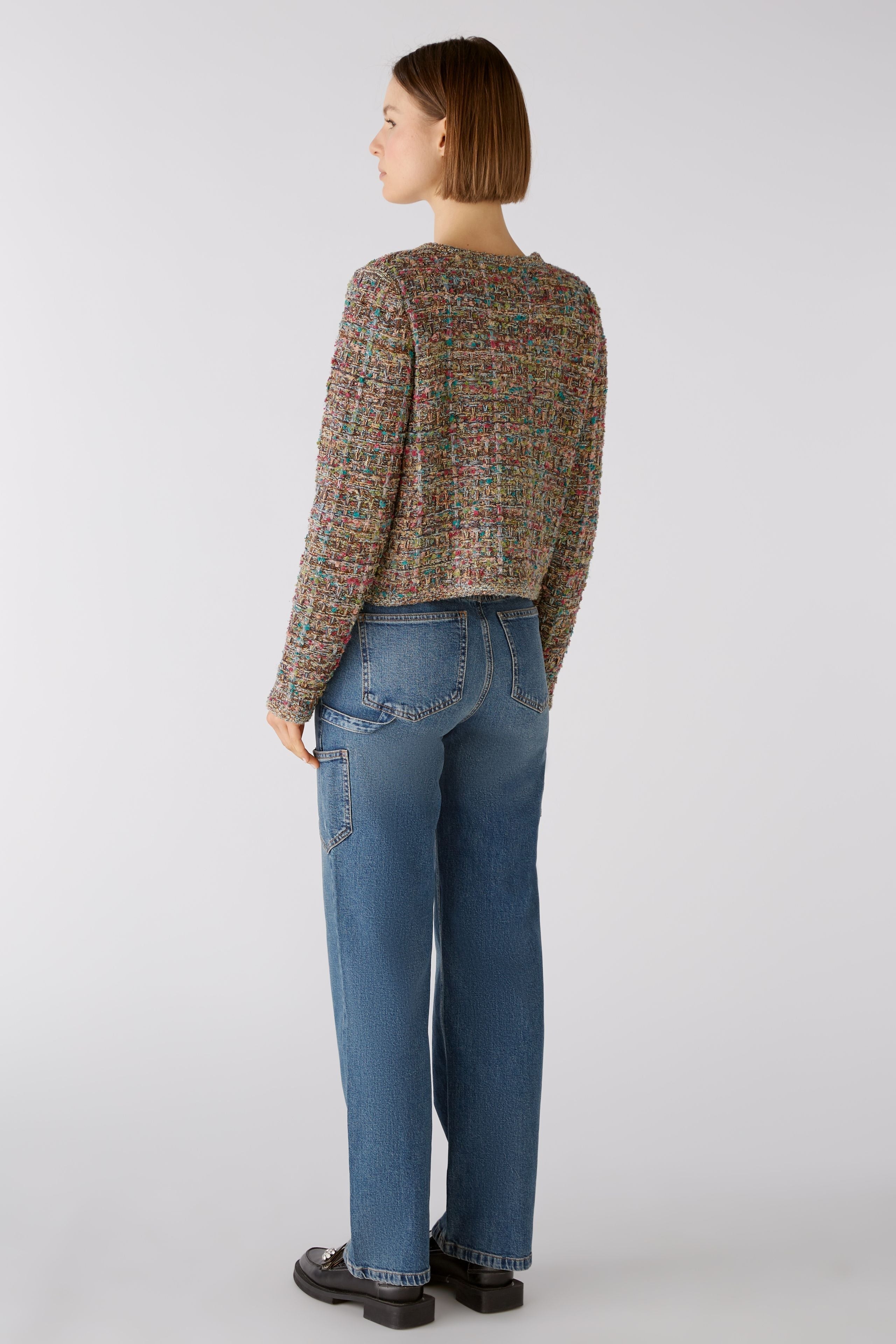 Multi-Color Cropped Tweed Jacket Oui