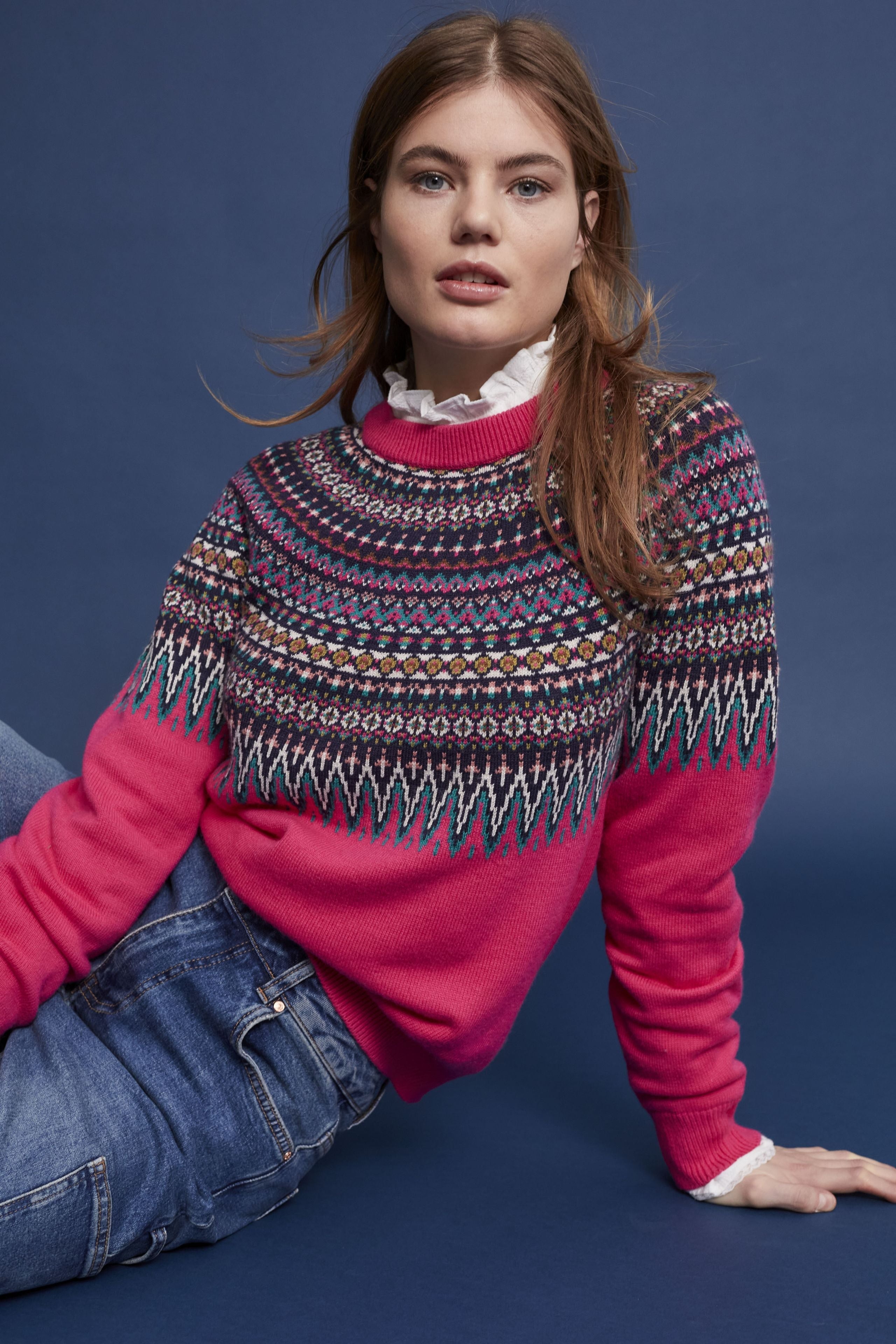 Multi-Color Knitted Sweater In Jacquard Oui