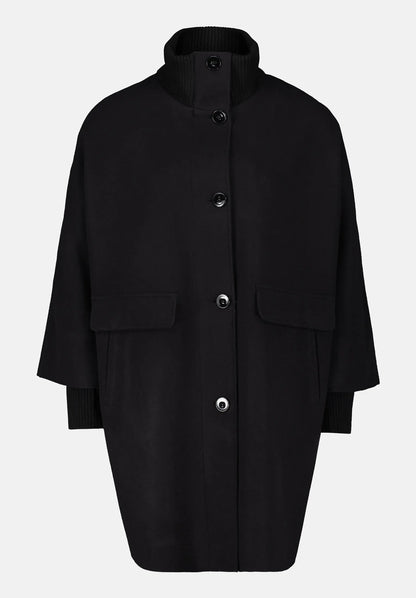 Betty Barclay_Black_Wool Coat with Knitted Details_7977-1531_9045_04