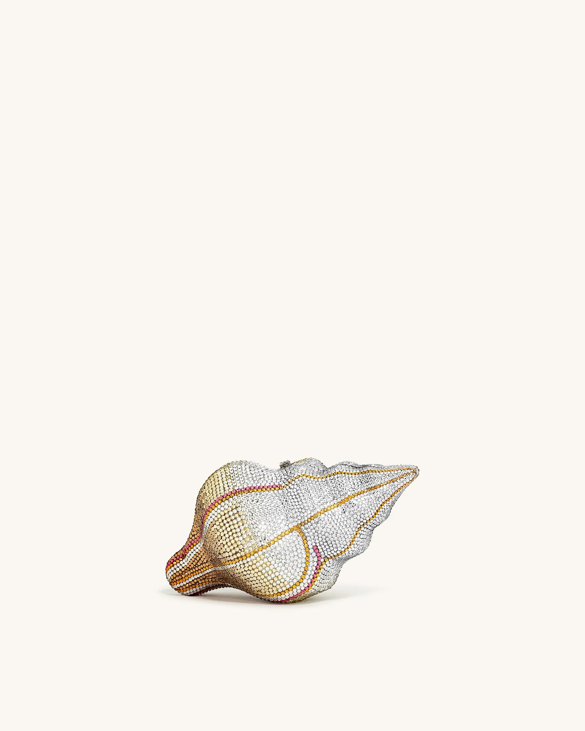 JW PEI Gold Women Conch Shape Faux Crystal Clutch - Gold SKU: 7C13-8_Gold Image 01