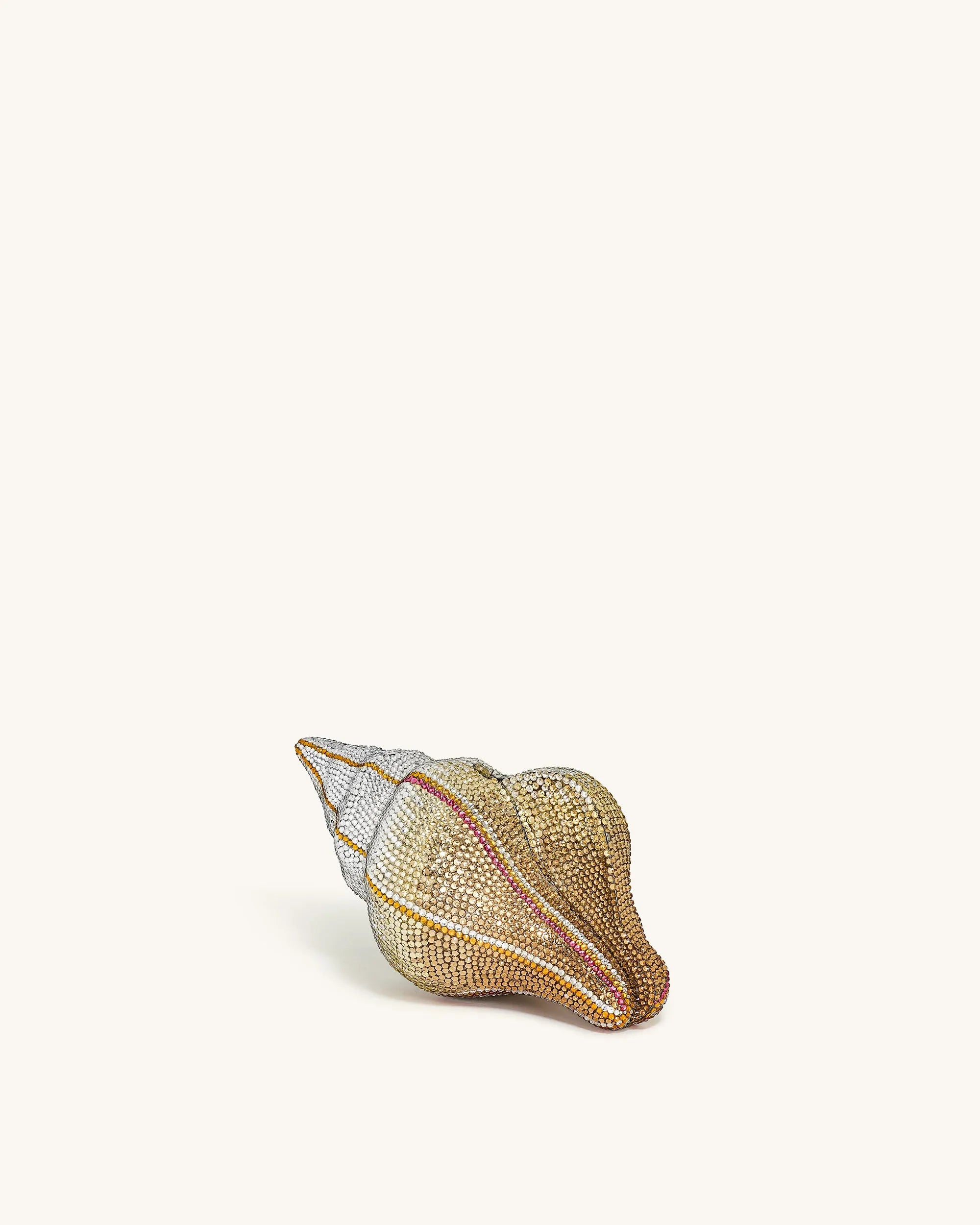 JW PEI Gold Women Conch Shape Faux Crystal Clutch - Gold SKU: 7C13-8_Gold Image 02