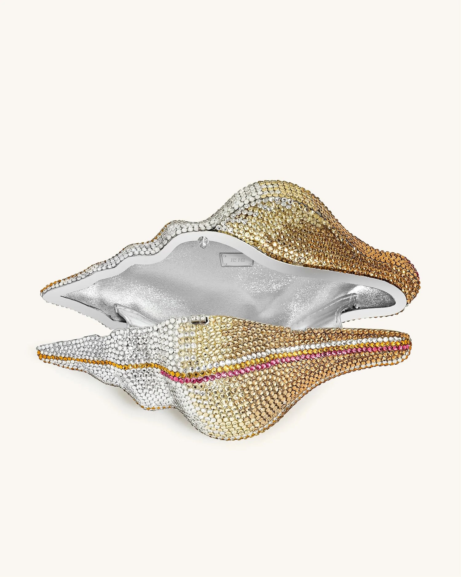 JW PEI Gold Women Conch Shape Faux Crystal Clutch - Gold SKU: 7C13-8_Gold Image 04