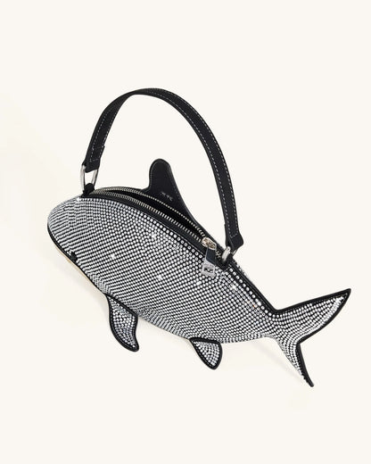 JW PEI Black Women Nerys Artificial Crystal Shark Top Handle Bag - Black SKU: 7C392-11_Black Image 04