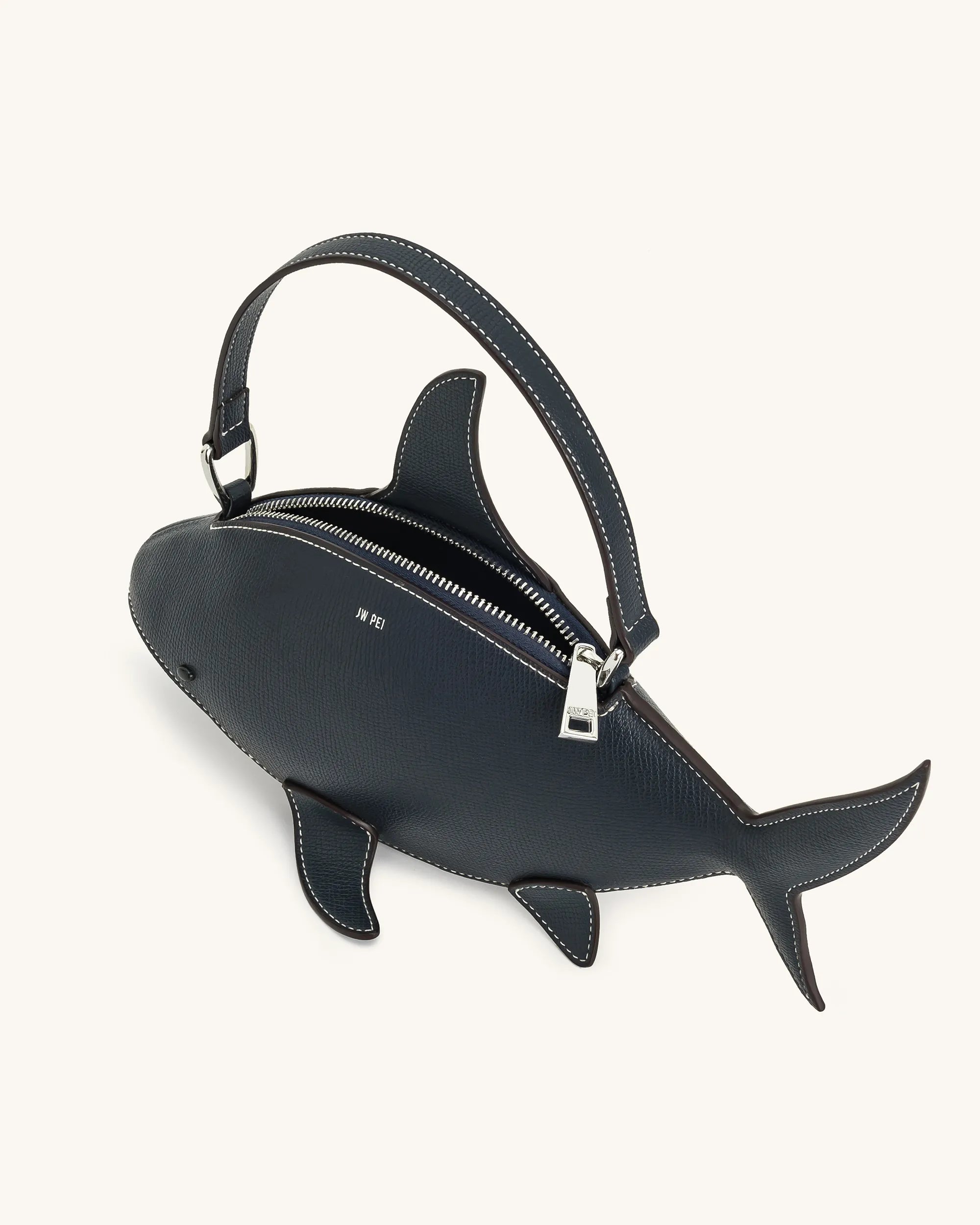 JW PEI Dark Blue Women Nerys Shark Look Top Handle Bag  SKU: 7C392-1_Dark Blue Image 03