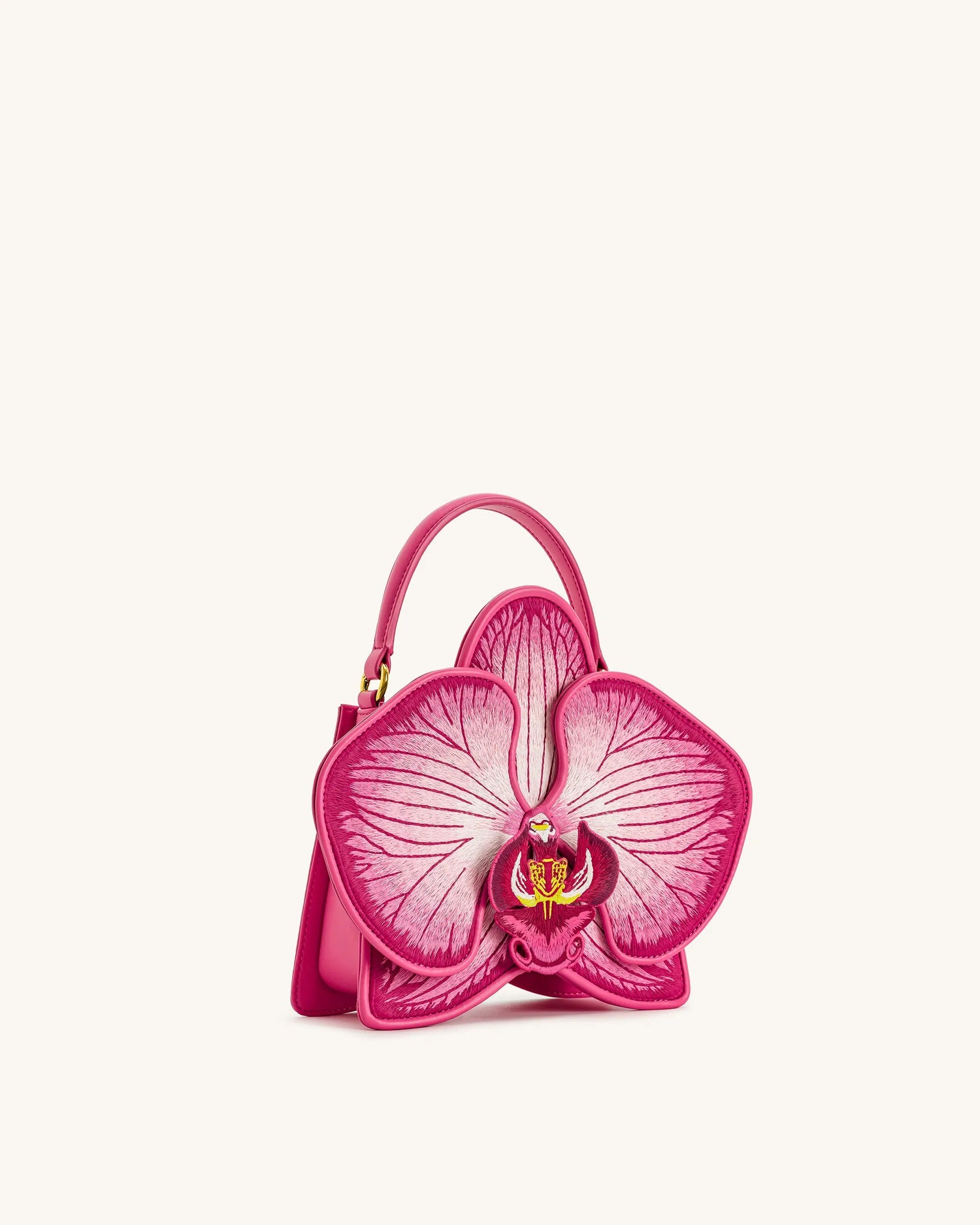 JW PEI Pink Women Flora Orchid Shaped Top Handle Bag - Pink SKU: 7C471-4_Pink Image 02