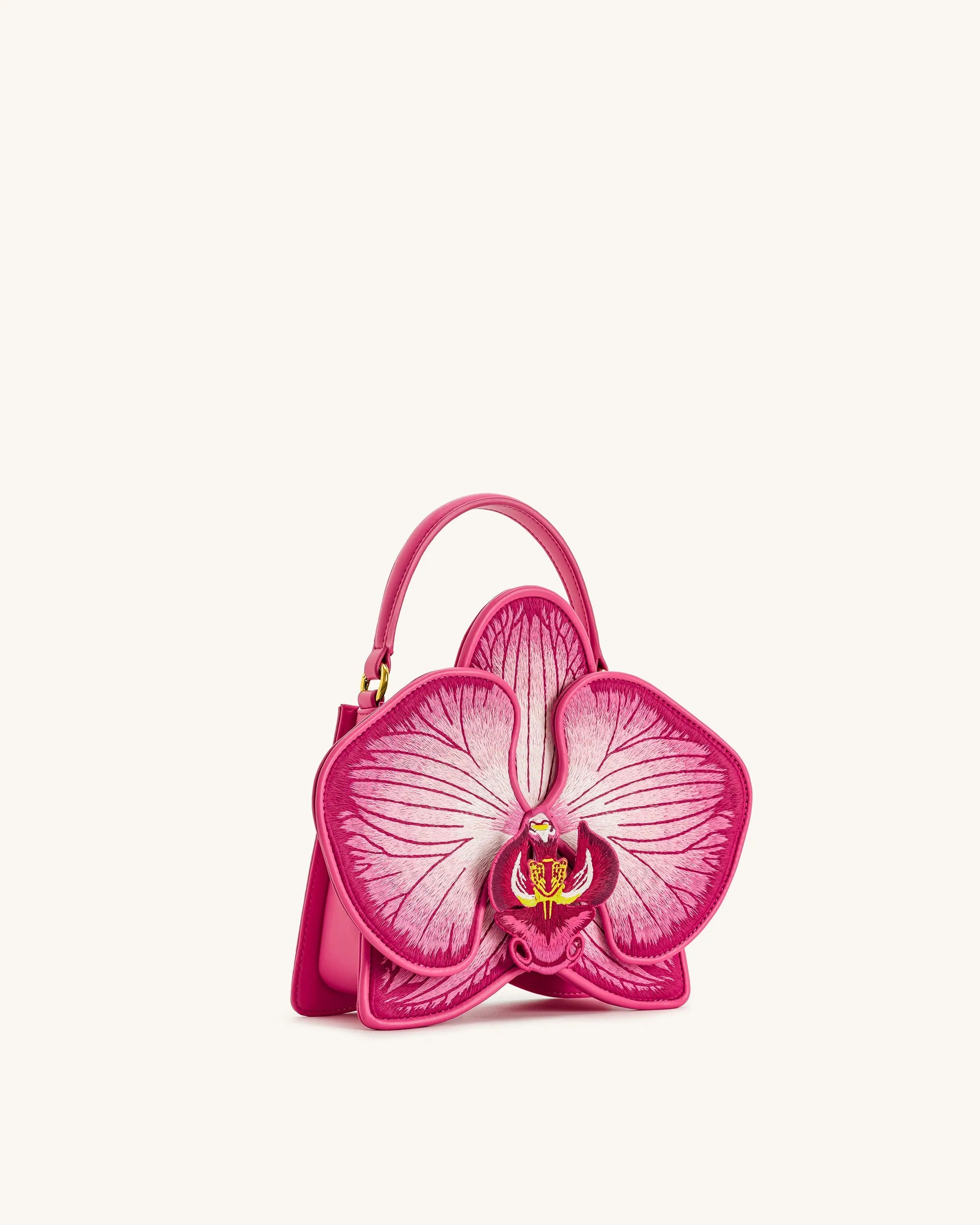 JW PEI Pink Women Flora Orchid Shaped Top Handle Bag - Pink SKU: 7C471-4_Pink Image 02
