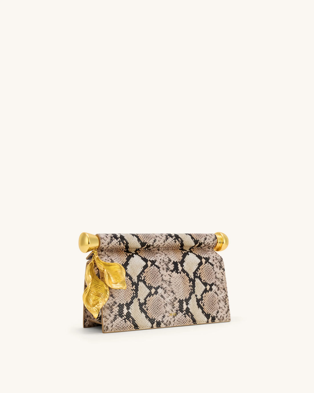 JW PEI Apricot Women Holly Metal Pendant Embellished Snakeskin Clutch - Apricot SKU: 7C52-34_Apricot Image 02