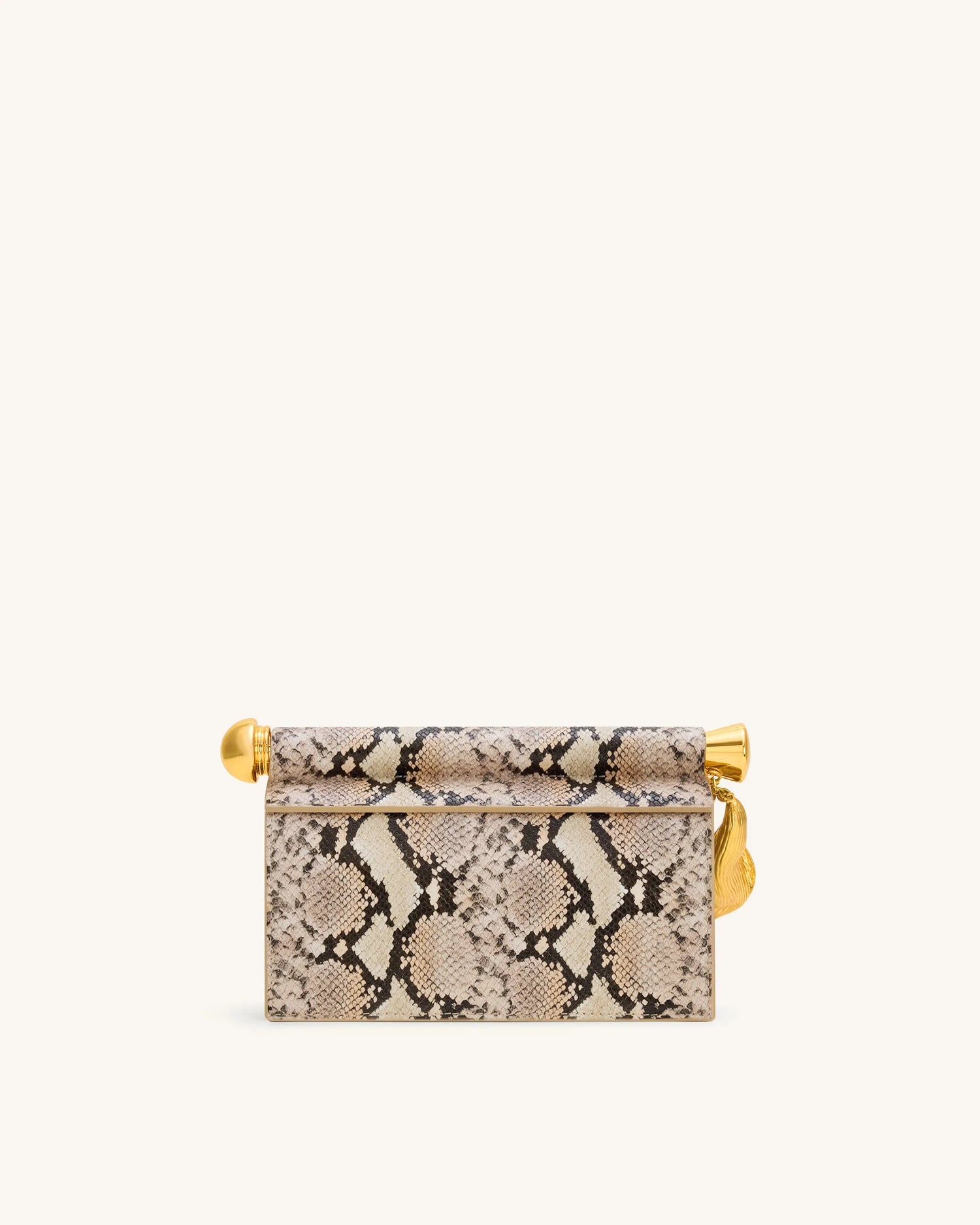 JW PEI Apricot Women Holly Metal Pendant Embellished Snakeskin Clutch - Apricot SKU: 7C52-34_Apricot Image 03