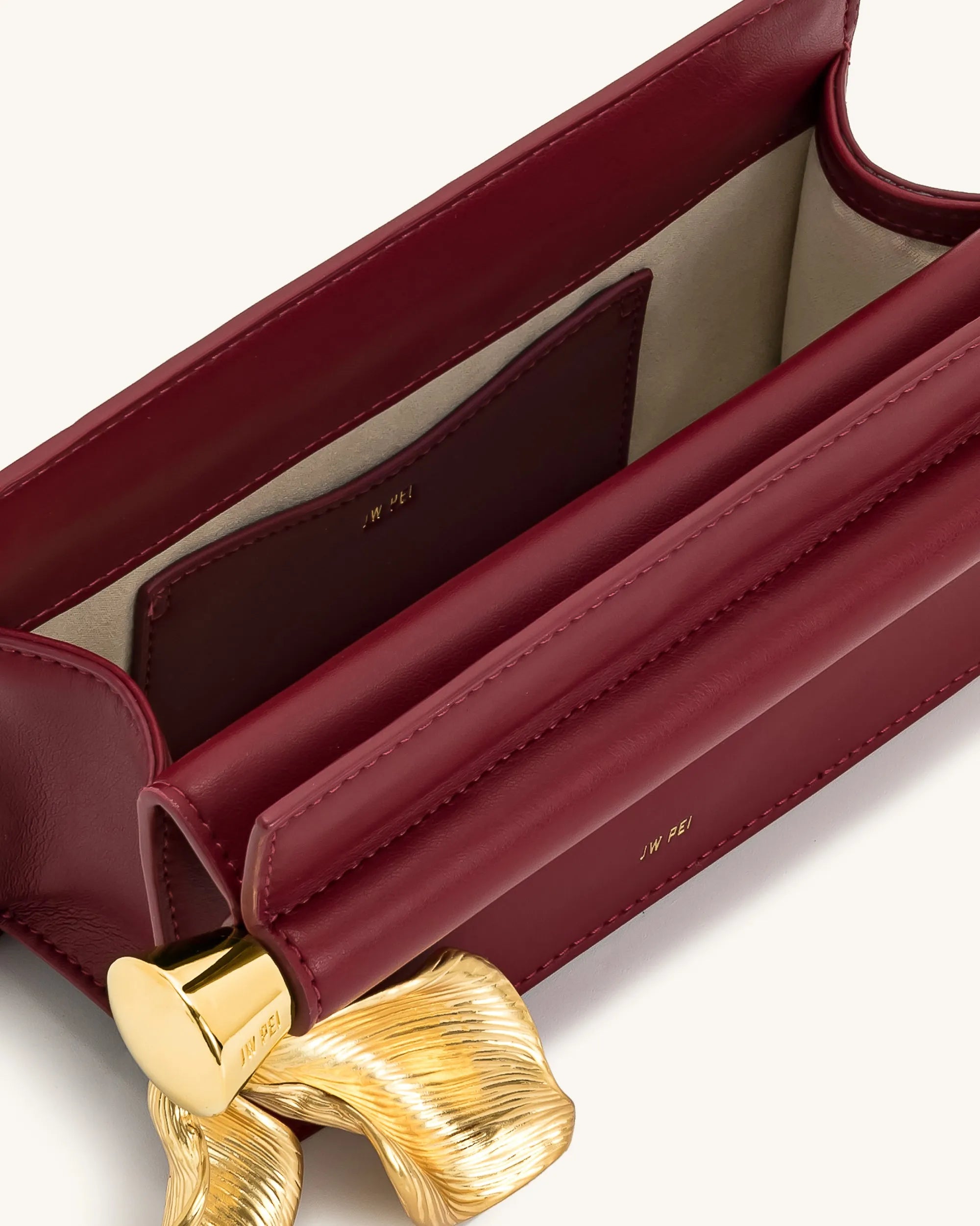 JW PEI Claret Women Holly Metal Pendant Embellished Clutch - Claret SKU: 7C52-4_Claret Image 05