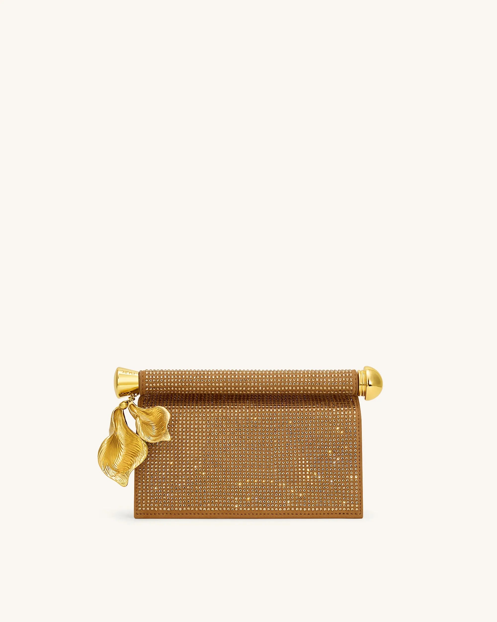 JW PEI Champagne Women Holly Artificial Crystal Metal Pendant Embellished Clutch - Champagne SKU: 7C52-8_Champagne Image 01