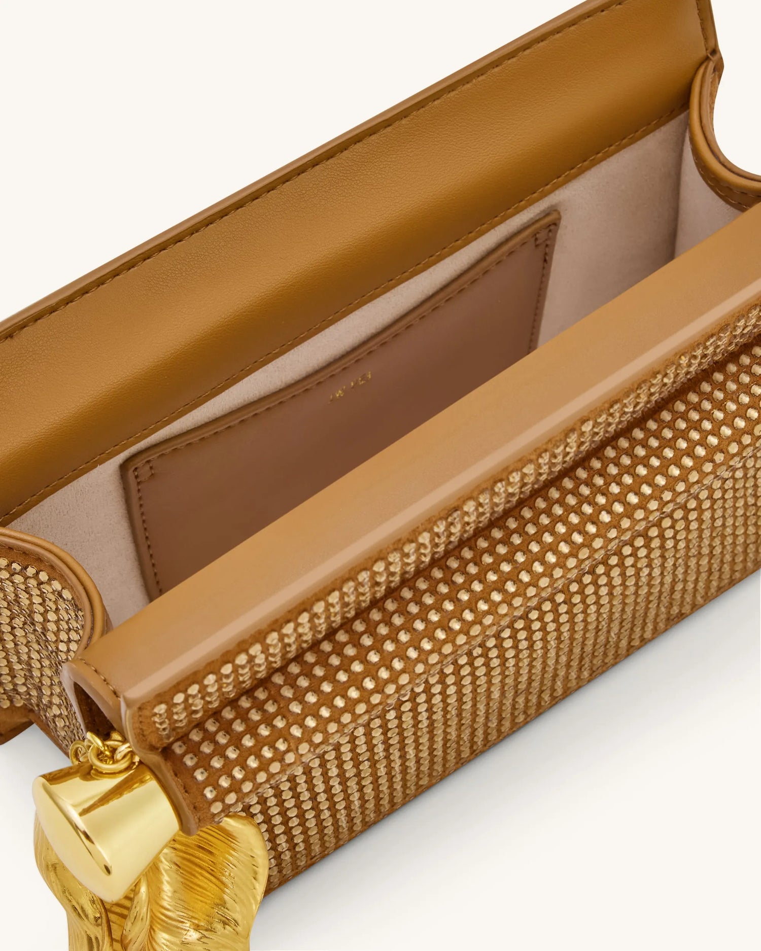 JW PEI Champagne Women Holly Artificial Crystal Metal Pendant Embellished Clutch - Champagne SKU: 7C52-8_Champagne Image 04