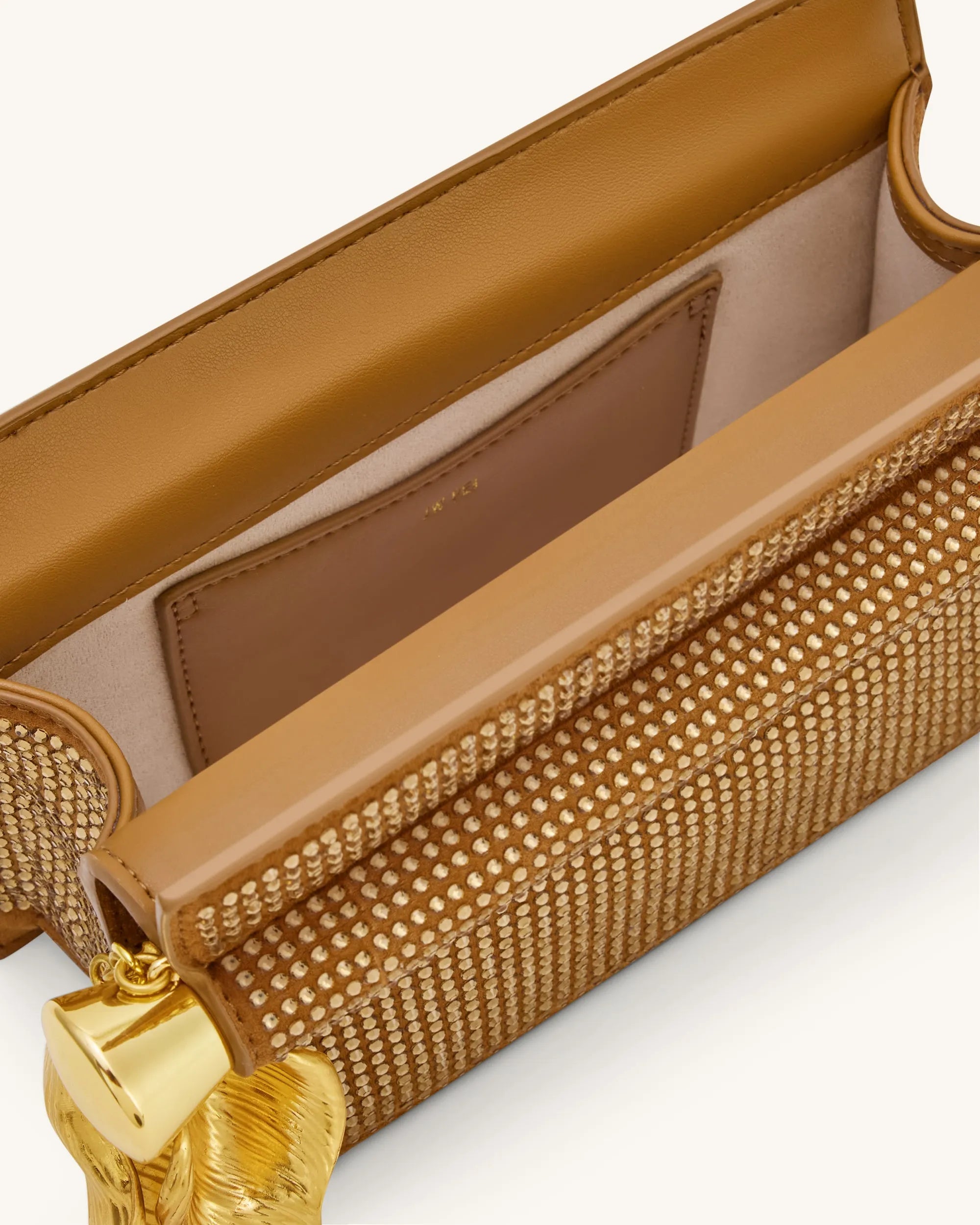 JW PEI Champagne Women Holly Artificial Crystal Metal Pendant Embellished Clutch - Champagne SKU: 7C52-8_Champagne Image 04