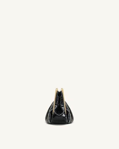JW Pei Black Women Lila Faux Croc-Effect Metal Frame Clutch SKU: 7C57-12_Black Image 03