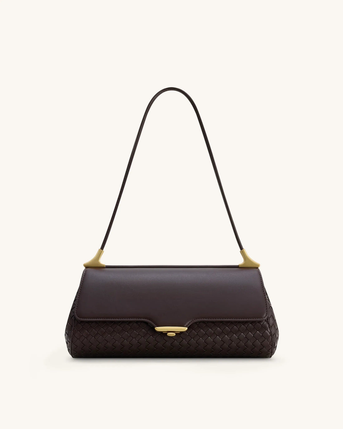 JW PEI Dark Brown Women Eloise Woven Shoulder Bag  SKU: 7C66-35_Dark Brown Image 01