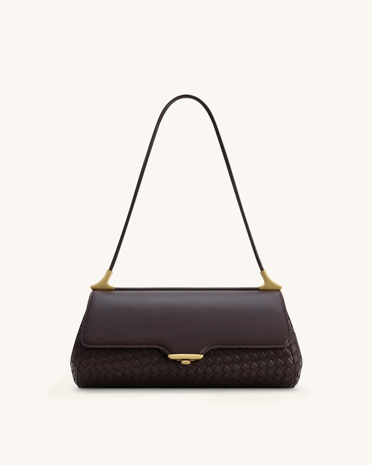 JW PEI Dark Brown Women Eloise Woven Shoulder Bag  SKU: 7C66-35_Dark Brown Image 01