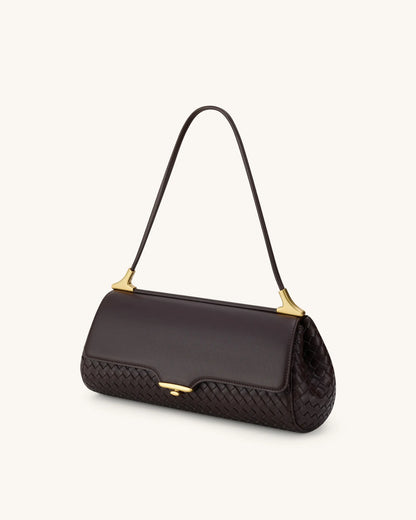 JW PEI Dark Brown Women Eloise Woven Shoulder Bag  SKU: 7C66-35_Dark Brown Image 02