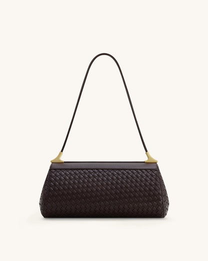 JW PEI Dark Brown Women Eloise Woven Shoulder Bag  SKU: 7C66-35_Dark Brown Image 04