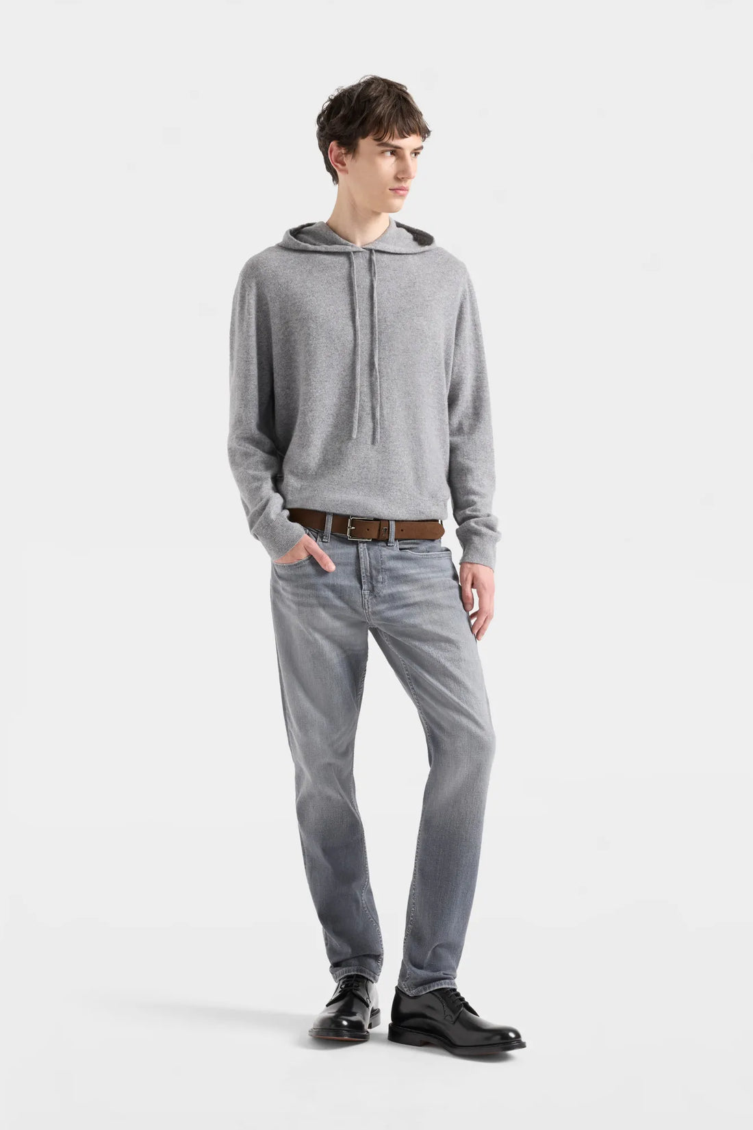 7 For All Mankind Slate Men Hoodie in Cashmere SKU: 7M0C0F16_1PO Image 01