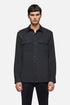 7 For All Mankind Black Men Military Shirt in Fluid SKU: 7M1L0G05_3FC Image 03