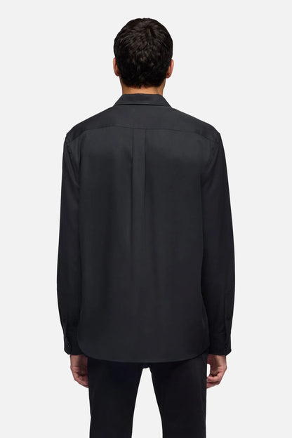 7 For All Mankind Black Men Military Shirt in Fluid SKU: 7M1L0G05_3FC Image 05
