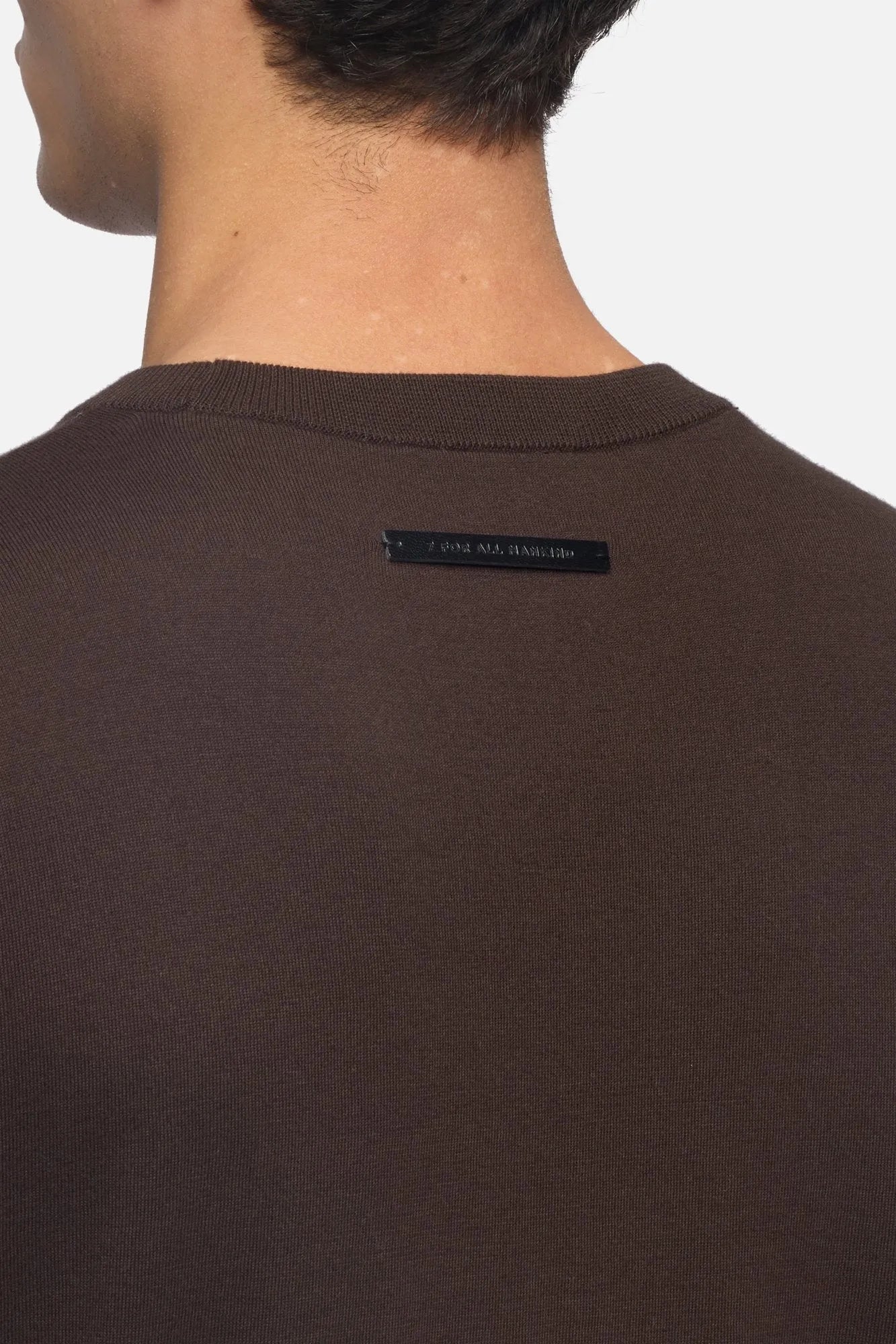 7 For All Mankind Espresso Men Classic Short Sleeve Sweater SKU: 7M1N0F77_3E9 Image 04