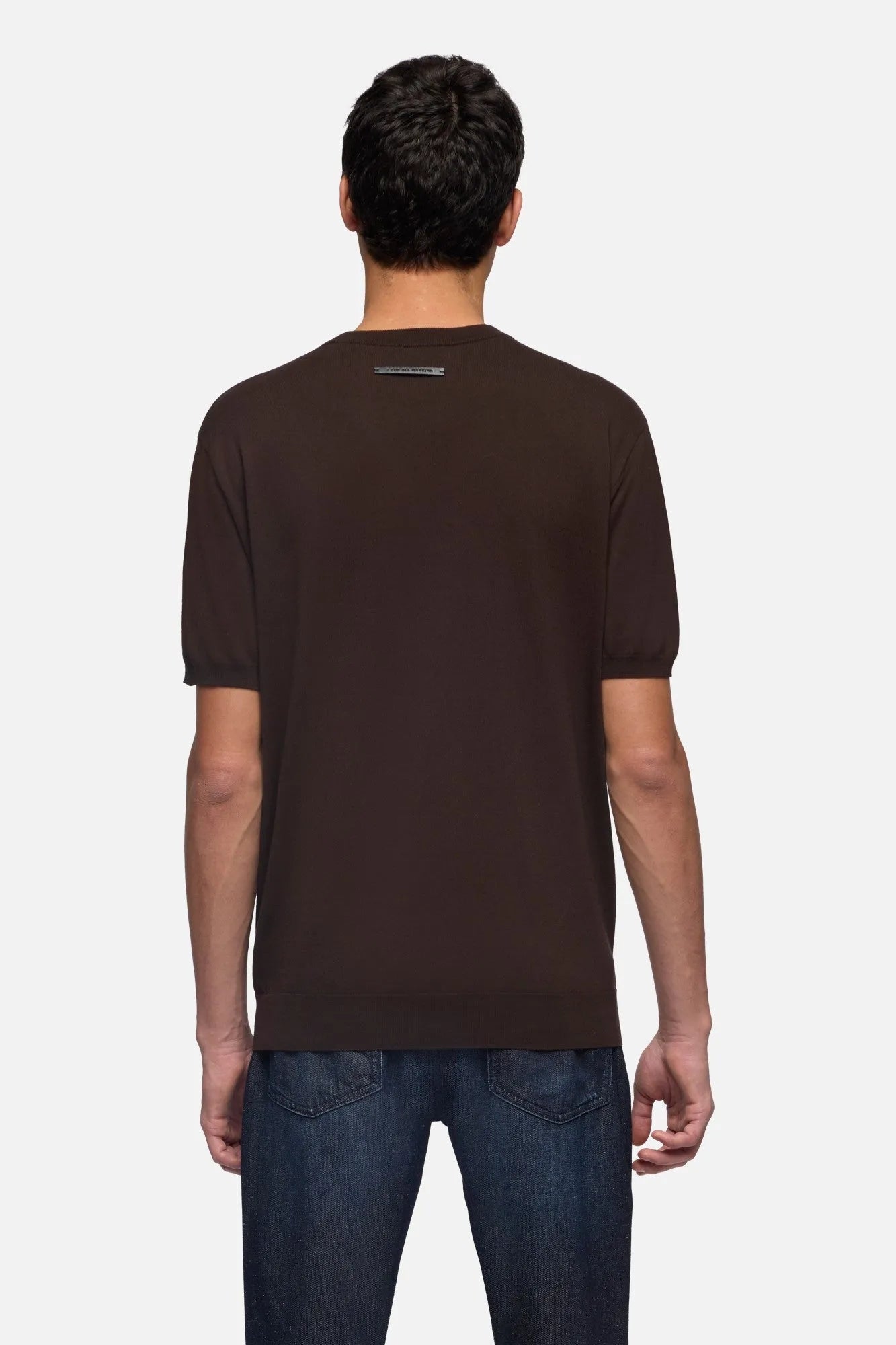 7 For All Mankind Espresso Men Classic Short Sleeve Sweater SKU: 7M1N0F77_3E9 Image 05
