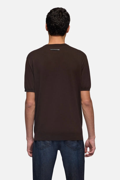7 For All Mankind Espresso Men Classic Short Sleeve Sweater SKU: 7M1N0F77_3E9 Image 05