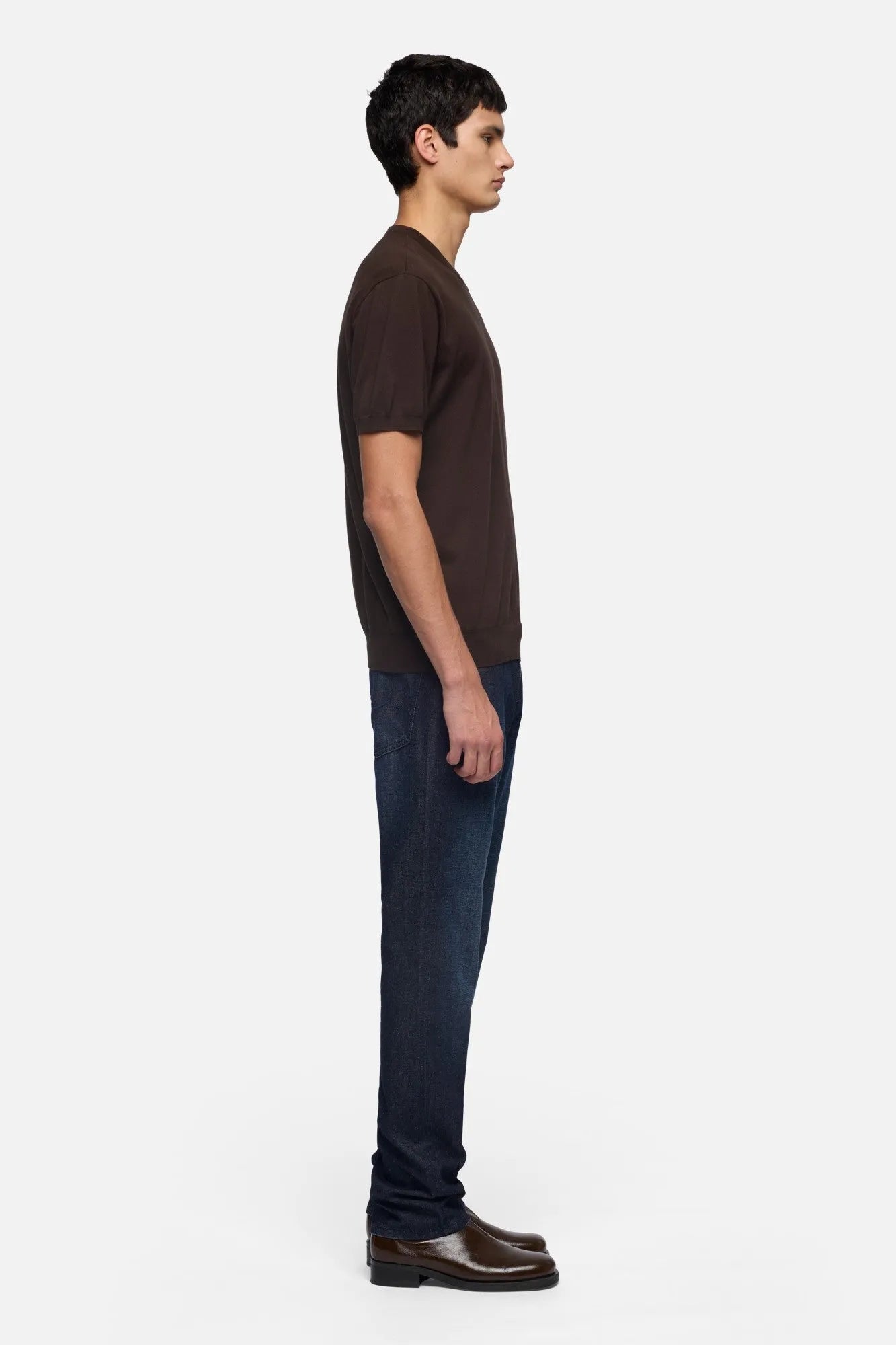7 For All Mankind Espresso Men Classic Short Sleeve Sweater SKU: 7M1N0F77_3E9 Image 06