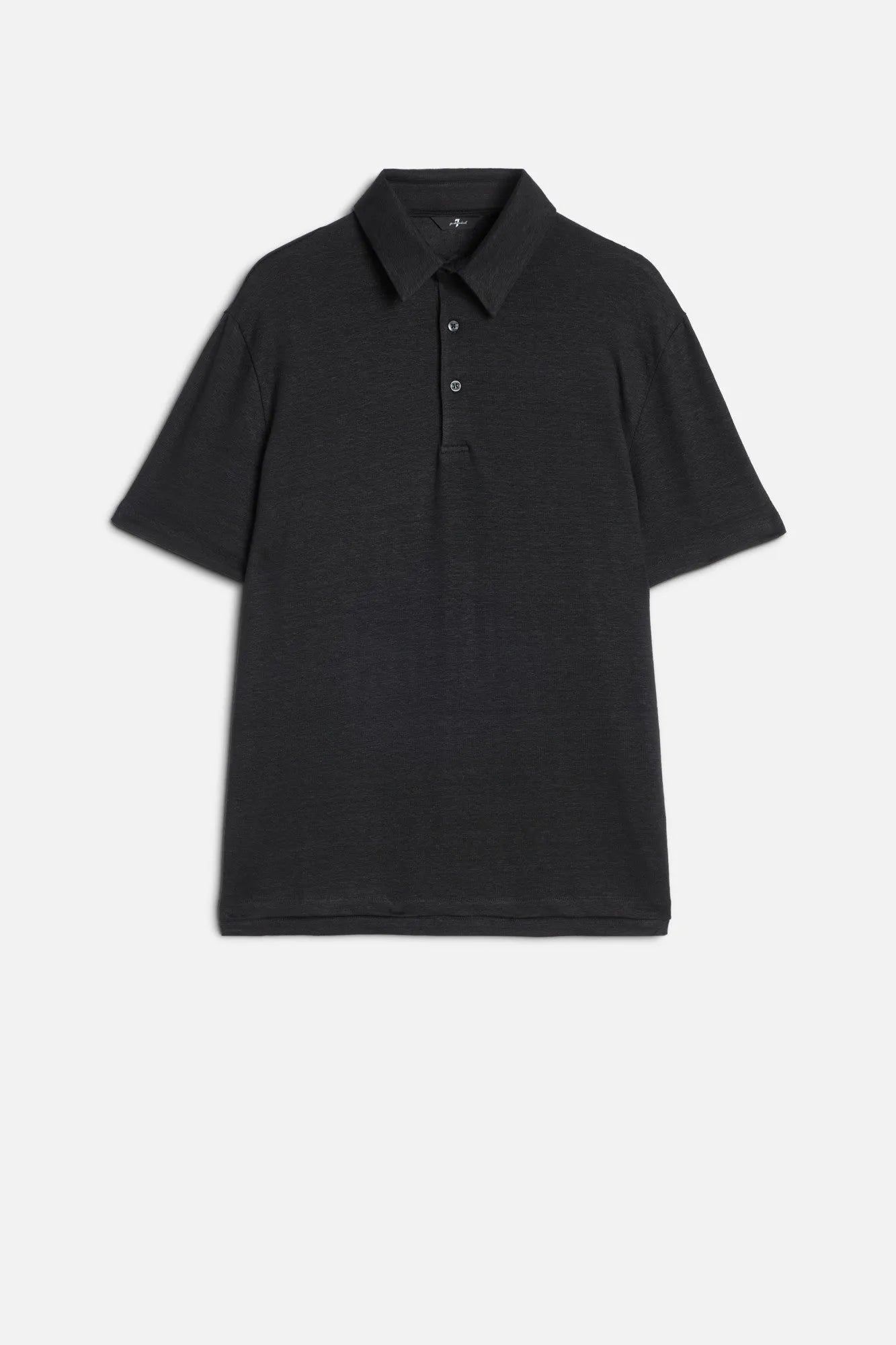 7 For All Mankind Black Men Polo in Linen SKU: 7M720E99_1K1 Image 01