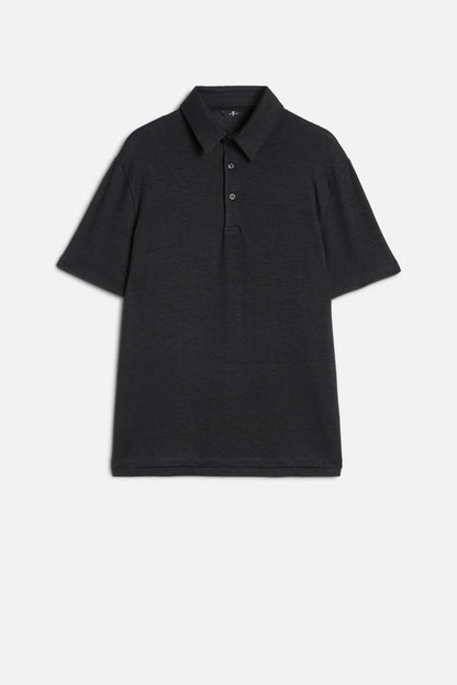 7 For All Mankind Black Men Polo in Linen SKU: 7M720E99_1K1 Image 01