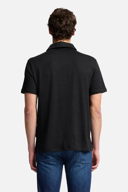 7 For All Mankind Black Men Polo in Linen SKU: 7M720E99_1K1 Image 05