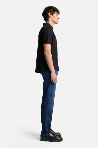 7 For All Mankind Black Men Polo in Linen SKU: 7M720E99_1K1 Image 06