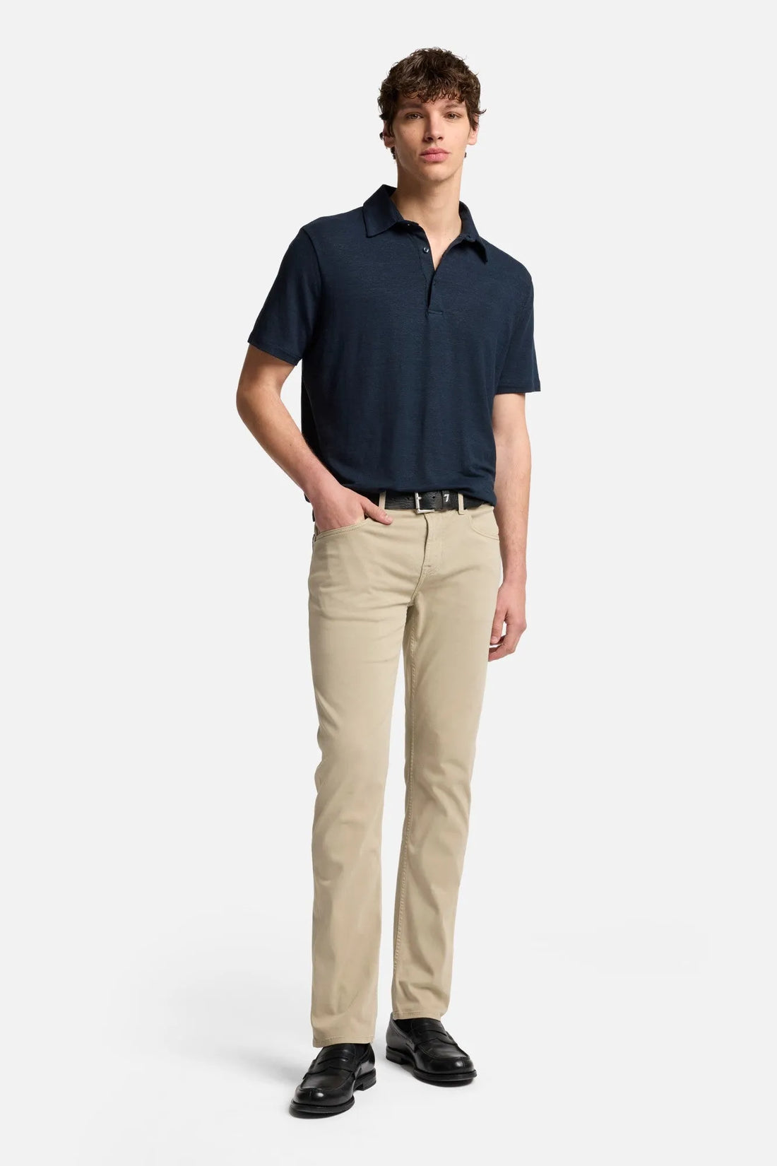 7 For All Mankind Ocean Floor Men Polo in Linen SKU: 7M720E99_1K2 Image 02