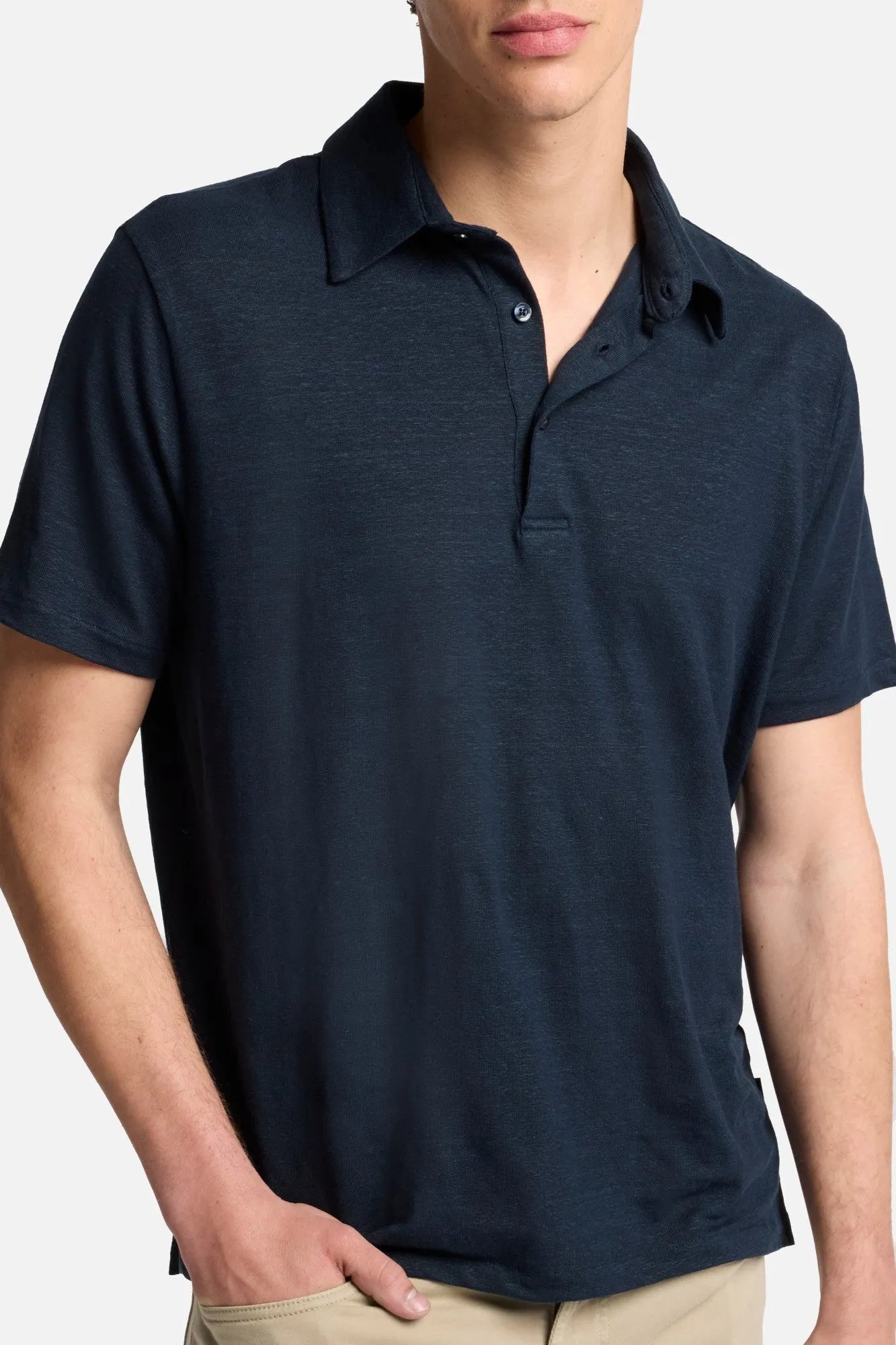 7 For All Mankind Ocean Floor Men Polo in Linen SKU: 7M720E99_1K2 Image 04