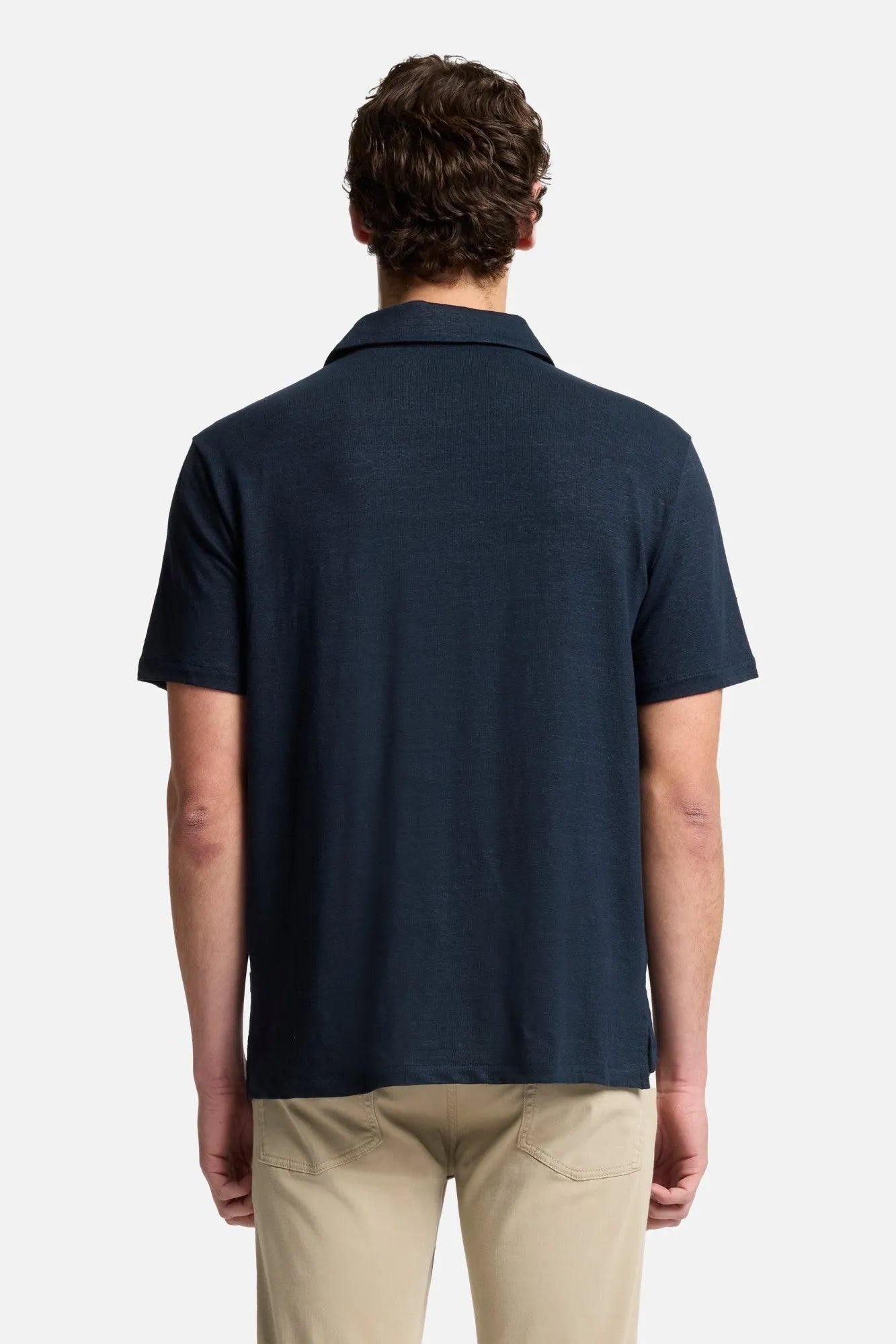 7 For All Mankind Ocean Floor Men Polo in Linen SKU: 7M720E99_1K2 Image 05