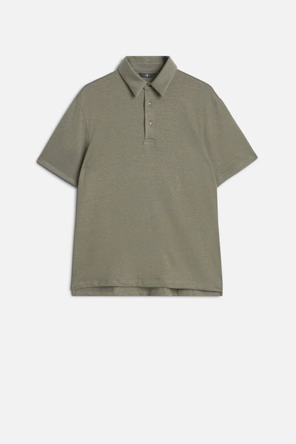 7 For All Mankind Army Men Polo in Linen Blend SKU: 7M720E99_3FG Image 01