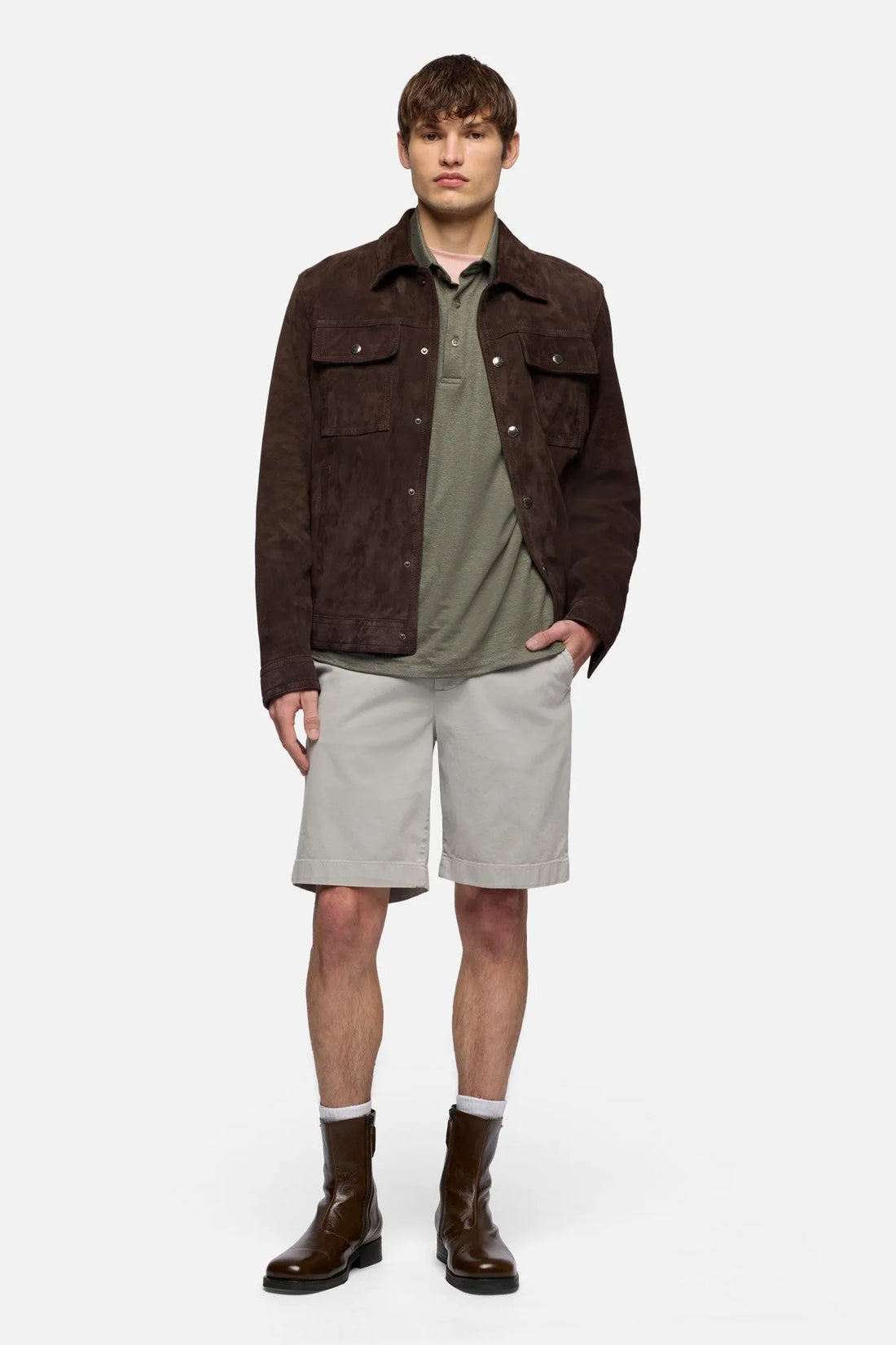 7 For All Mankind Army Men Polo in Linen Blend SKU: 7M720E99_3FG Image 02