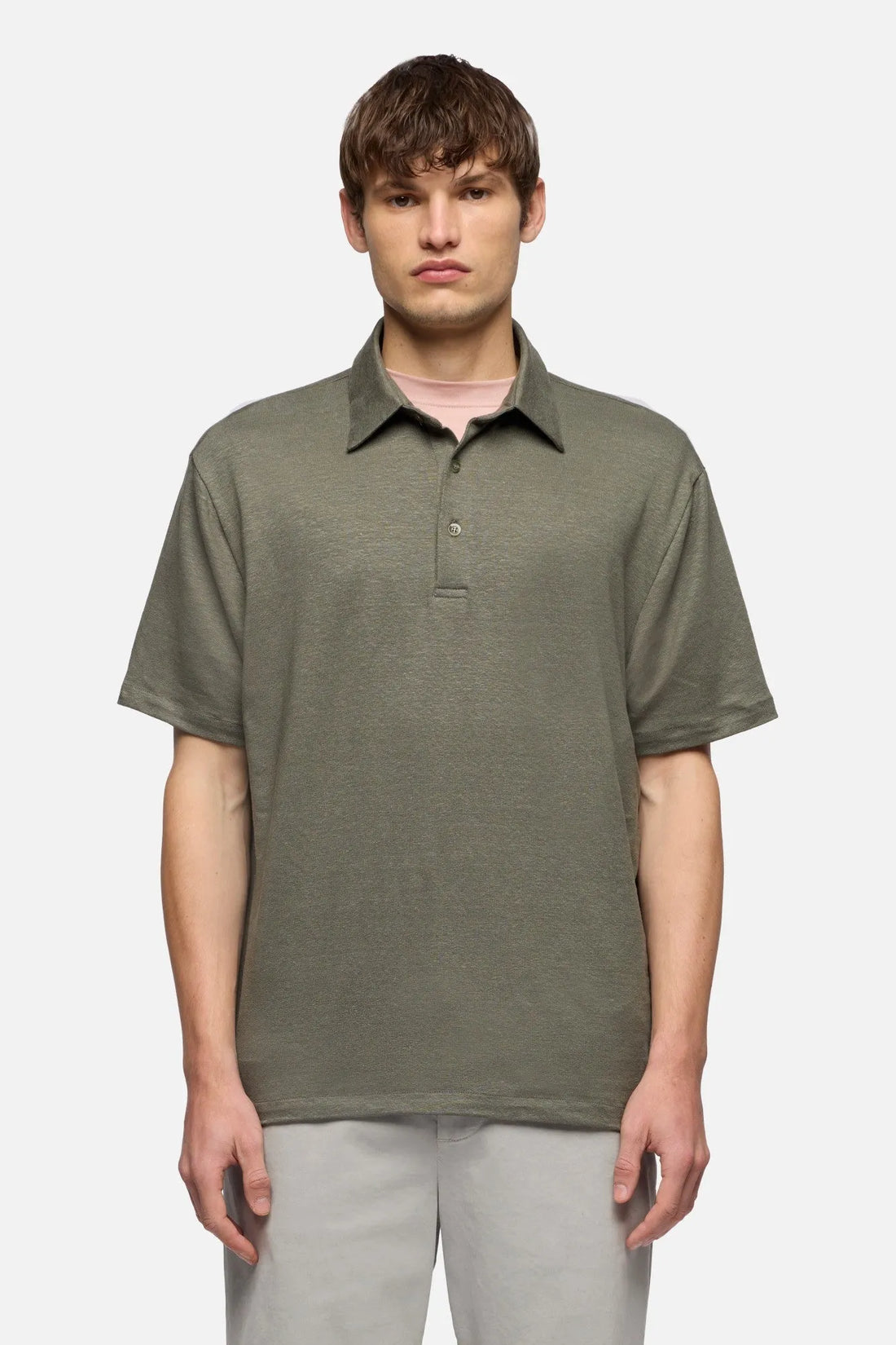 7 For All Mankind Army Men Polo in Linen Blend SKU: 7M720E99_3FG Image 03