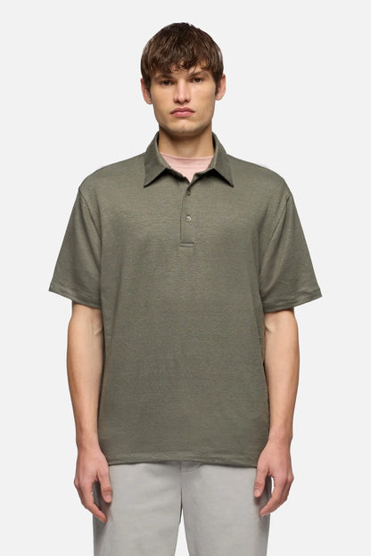 7 For All Mankind Army Men Polo in Linen Blend SKU: 7M720E99_3FG Image 03