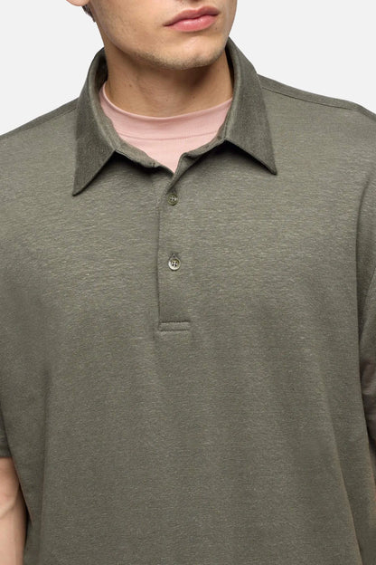 7 For All Mankind Army Men Polo in Linen Blend SKU: 7M720E99_3FG Image 04
