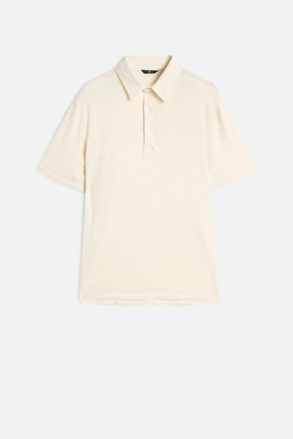 7 For All Mankind White Men Polo in Linen SKU: 7M720E99_LWE Image 01