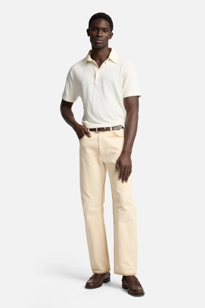 7 For All Mankind White Men Polo in Linen SKU: 7M720E99_LWE Image 02