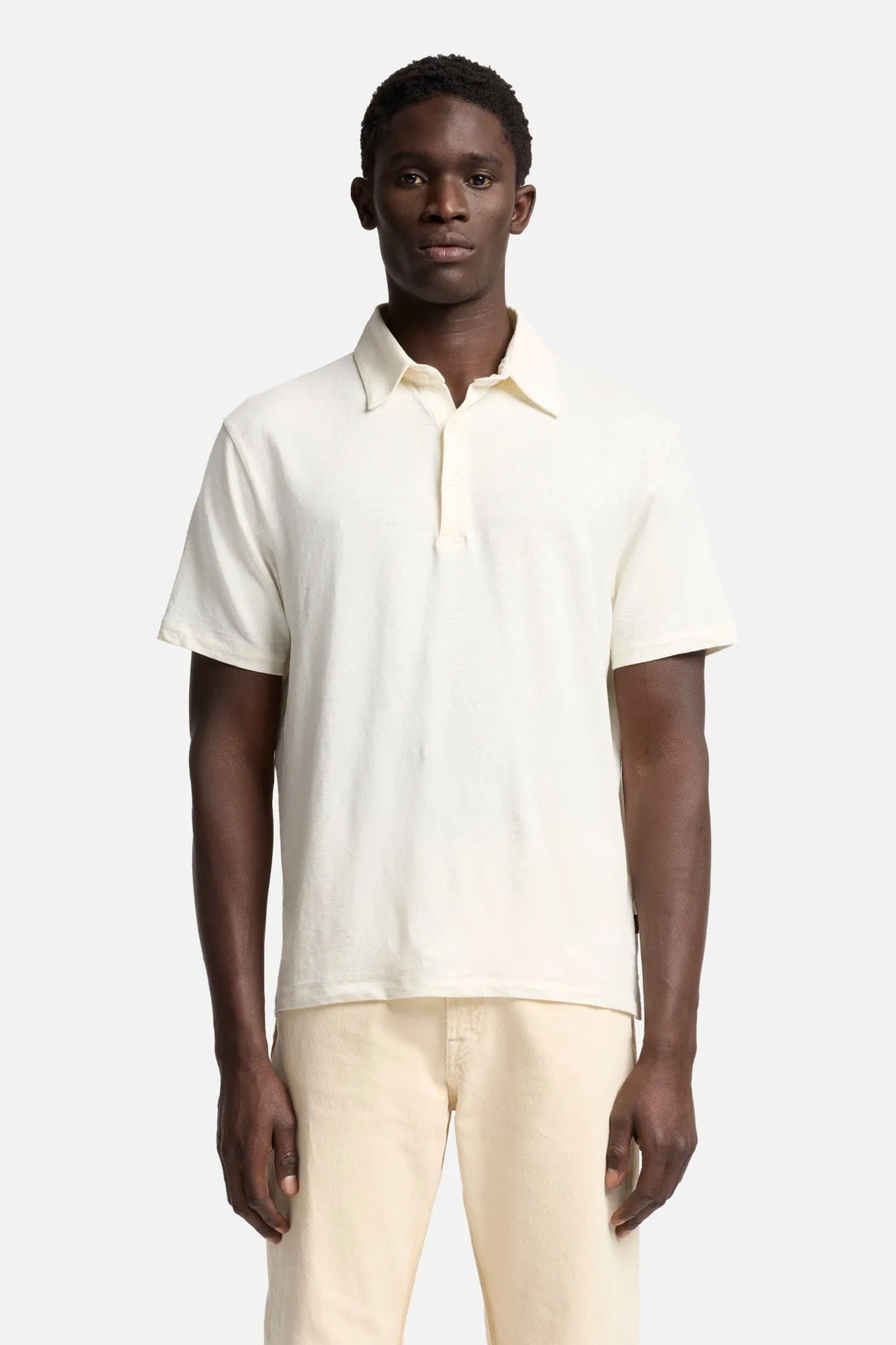 7 For All Mankind White Men Polo in Linen SKU: 7M720E99_LWE Image 03