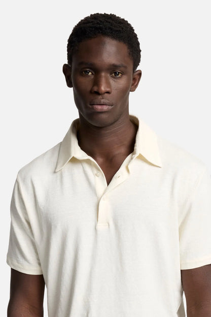 7 For All Mankind White Men Polo in Linen SKU: 7M720E99_LWE Image 04
