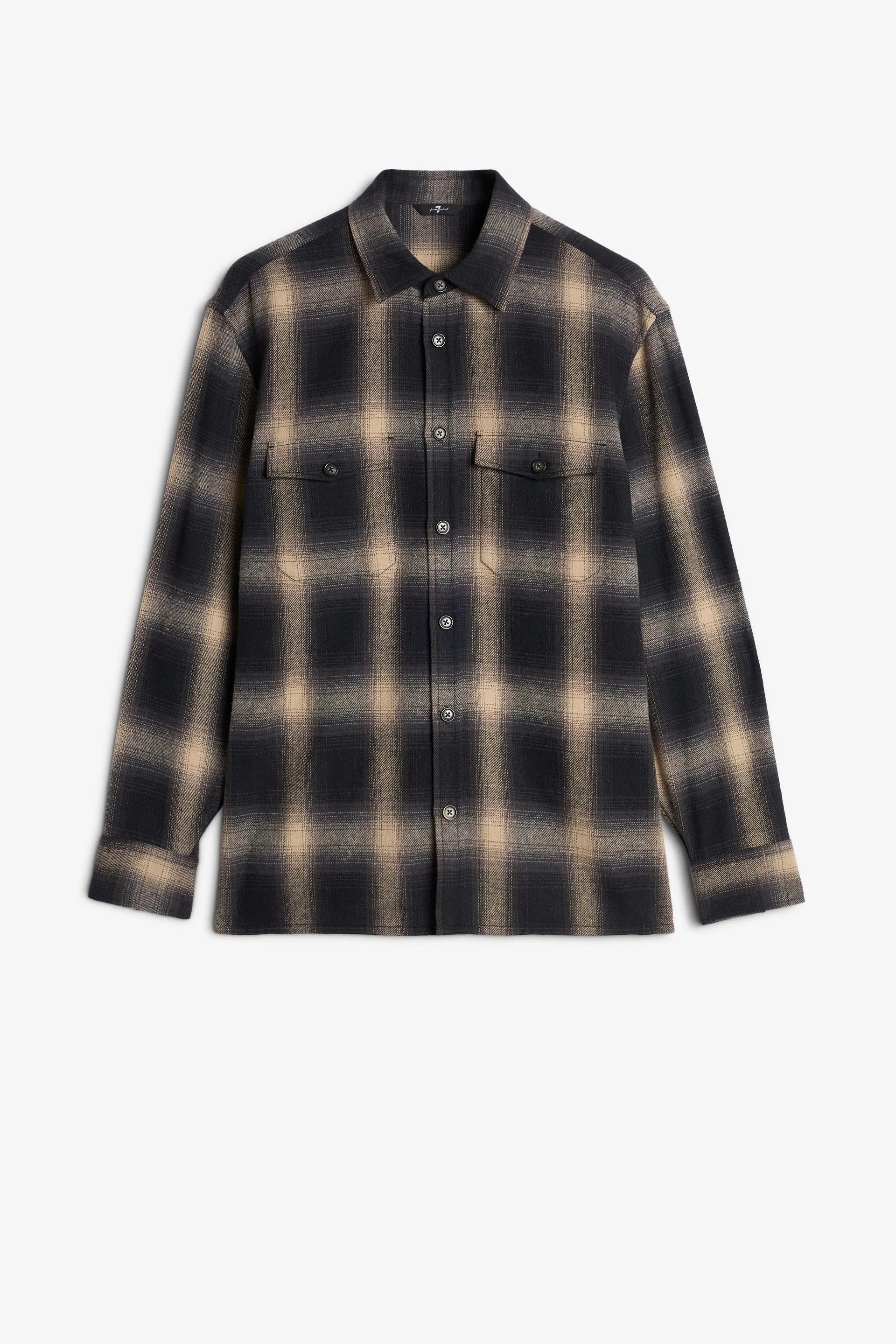 7 For All Mankind_Beige_Checkered Overshirt in Flannel_7M800F91_1U6_06