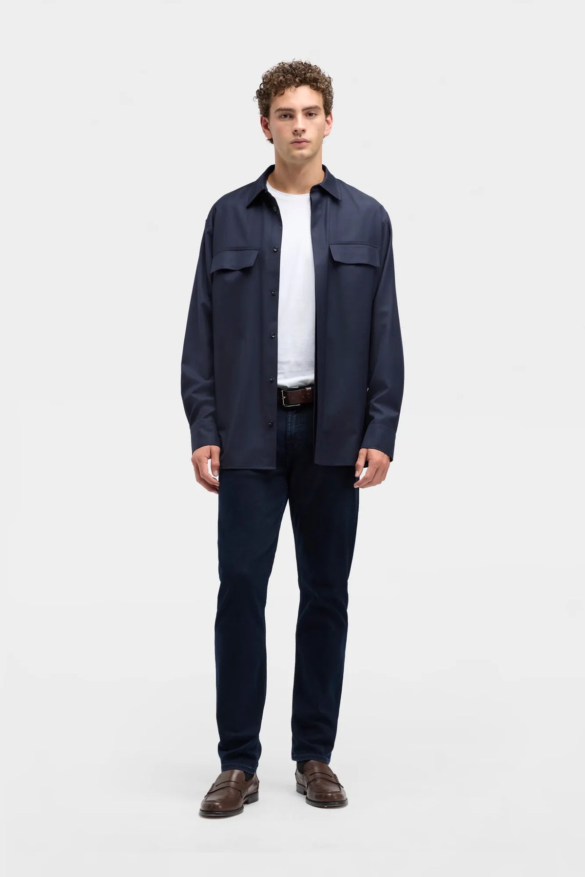 7 For All Mankind Navy Men Overshirt in Fluid SKU: 7M800G15_25Q Image 01