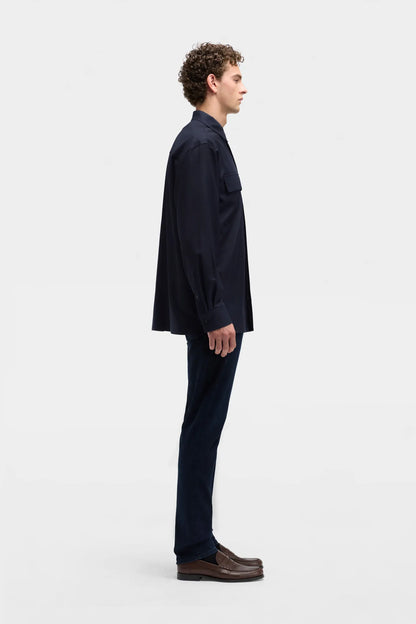 7 For All Mankind Navy Men Overshirt in Fluid SKU: 7M800G15_25Q Image 05