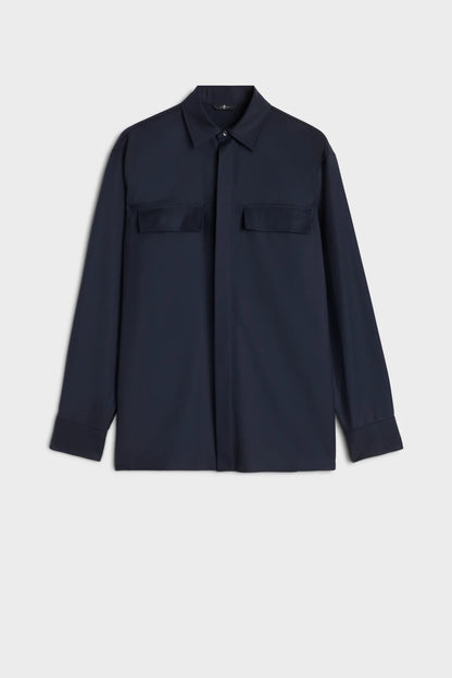 7 For All Mankind Navy Men Overshirt in Fluid SKU: 7M800G15_25Q Image 06